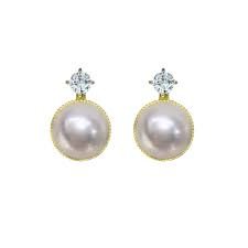 Celestia Pearl & Zircon Stud Earrings