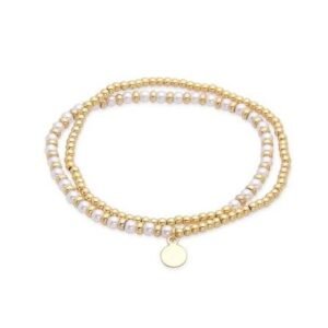 Luxe Freshwater Pearl & Gold Bead Bracelet